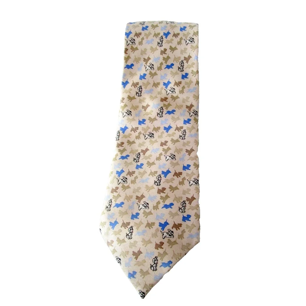 Dalmatians Puppy Dogs Mickey Unlimited Disney 100% Silk Neck Tie Ivory